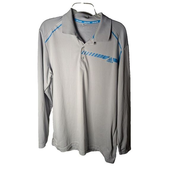 Adidas Long Sleeve Climachill Polo Shirt, Womens XL‎ White Grey Performance Golf - Picture 1 of 4